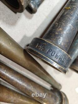 Lot Of 12, Vintage Powhatan Brass Fire Nozzles, 1-1/2 And More