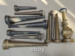 Lot Of 12, Vintage Powhatan Brass Fire Nozzles, 1-1/2 And More