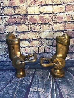 Lot Of 2 Vintage Brass Fog Fire Nozzles 11/2 In. & 1 In