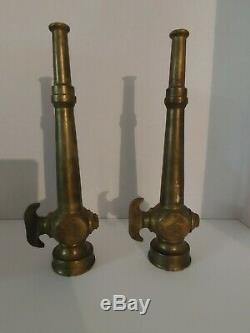 Lot Of 2 Vintage Brass W. D Allen MFG. Fire Hose Nozzle Old Collectable