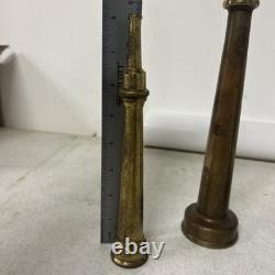 Lot Of 3 ANTIQUE Solid Brass Fire Nozzles Valves Steampunk Firefighter Waterhose