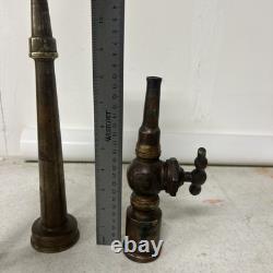 Lot Of 3 ANTIQUE Solid Brass Fire Nozzles Valves Steampunk Firefighter Waterhose