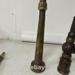 Lot Of 3 ANTIQUE Solid Brass Fire Nozzles Valves Steampunk Firefighter Waterhose