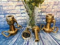 Lot Of Two  Vintage 21/2 In. McIntire Brass Morris Shut Off Fire Nozzles