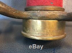 Lot Of Two Vintage Red Cord Brass Play Pipe Fire Nozzles 30 In. & 15 In