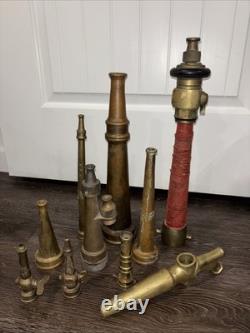 Lot Of Vintage Brass Fire Department Cellar Nozzle Collection Retired Nozzles