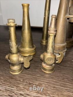 Lot Of Vintage Brass Fire Department Cellar Nozzle Collection Retired Nozzles