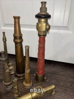 Lot Of Vintage Brass Fire Department Cellar Nozzle Collection Retired Nozzles