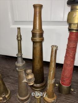 Lot Of Vintage Brass Fire Department Cellar Nozzle Collection Retired Nozzles