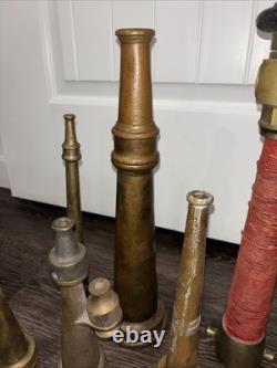 Lot Of Vintage Brass Fire Department Cellar Nozzle Collection Retired Nozzles
