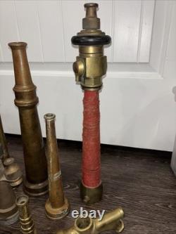 Lot Of Vintage Brass Fire Department Cellar Nozzle Collection Retired Nozzles