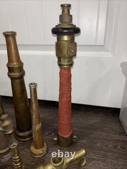 Lot Of Vintage Brass Fire Department Cellar Nozzle Collection Retired Nozzles