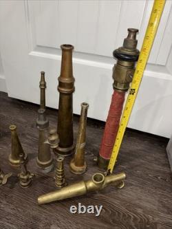 Lot Of Vintage Brass Fire Department Cellar Nozzle Collection Retired Nozzles