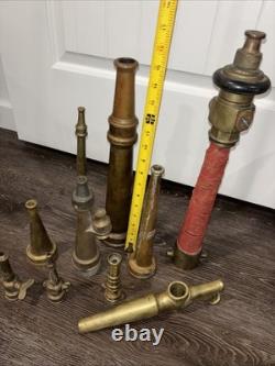 Lot Of Vintage Brass Fire Department Cellar Nozzle Collection Retired Nozzles
