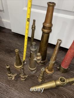 Lot Of Vintage Brass Fire Department Cellar Nozzle Collection Retired Nozzles