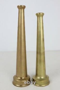 Lot of 2 Cast Brass Fire Hose Nozzles'2 Powhatan NPSH' 12 + 11 Unmarked