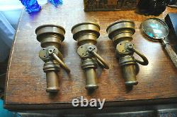 Lot of 3 Antique W. D. Allen Mfg Co Chicago Solid Brass Fire Hose Nozzles USA