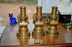 Lot of 3 Antique W. D. Allen Mfg Co Chicago Solid Brass Fire Hose Nozzles USA