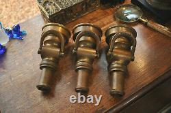 Lot of 3 Antique W. D. Allen Mfg Co Chicago Solid Brass Fire Hose Nozzles USA