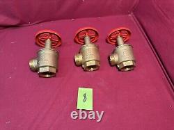 Lot of 3 Brass Fire Hose Fire Hydrant 1 1/2 Angle Valve #8