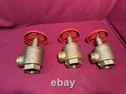 Lot of 3 Brass Fire Hose Fire Hydrant 1 1/2 Angle Valve #8