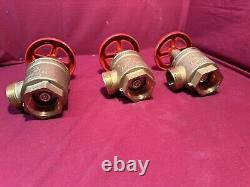 Lot of 3 Brass Fire Hose Fire Hydrant 1 1/2 Angle Valve #8