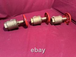 Lot of 3 Brass Fire Hose Fire Hydrant 1 1/2 Angle Valve #8
