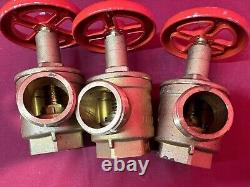 Lot of 3 Brass Fire Hose Fire Hydrant 1 1/2 Angle Valve #8