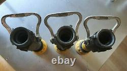 Lot of 3 Elkhart Brass SM-20FG 1.5 inch Select-O-Matic fire hose nozzles