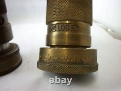 Lot of 4 brass and stainless steel fire hose nozzles