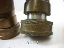 Lot of 4 brass and stainless steel fire hose nozzles