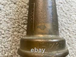 Lot of Five Antique Fire Hose Nozzles, Solid Brass, 3 sizes Vintage