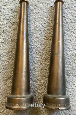 Lot of Five Antique Fire Hose Nozzles, Solid Brass, 3 sizes Vintage