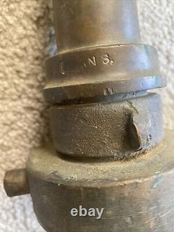 Lot of Five Antique Fire Hose Nozzles, Solid Brass, 3 sizes Vintage