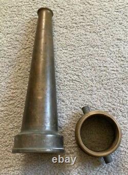 Lot of Five Antique Fire Hose Nozzles, Solid Brass, 3 sizes Vintage