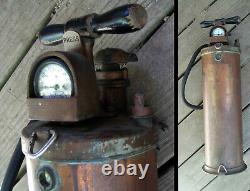 Maybe 1st MODEL A PYRENE Copper FIRE EXTINGUISHER withGAUGE Hose Nozzle