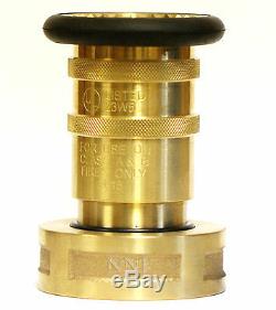 NNI 2-1/2 NST NH Fire Hose Brass Adjustable Fog Nozzle UL Listed 100Psi