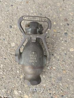 Navy 1 1/2 Solid Brass Fog Nozzle Fire Hose Military Possibly Akron Wwii Usn