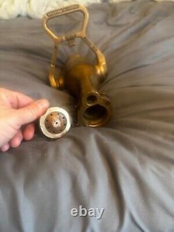 Navy brass fire nozzle, still works. Antique fire nozzle. Made In USA