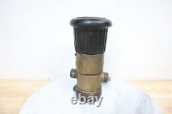 Nice Used Vintage Akron Brass 1-1/2 Solid Brass Fire Hose Nozzle Spray USA FD