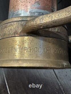 Old Brass & Copper Fire Nozzle 30 Long W. D. Allen Chicago 1952 RARE Antique