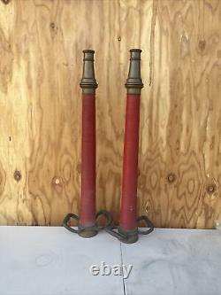 Old Brass FIRE NOZZLE Standpipe POWHATAN B&I Works RANSON W Va Pair