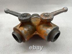 Old PACIFIC PUMPERS Fire Hose Hydrant 2 Adapter Ball Valve Splitter p/n WAJAX