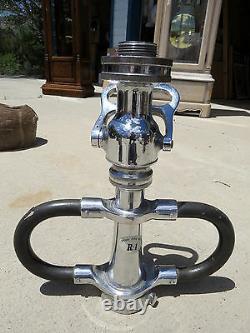 Old RENO Fire Dept R1 Fireman Fire Hose Nozzle Sprayer Chrome Over Brass Camcone