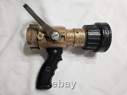 POK 1-1/2 Brass Fire Nozzle 95 GPM Adjustable From Stream to Fog Spray @95 GPM