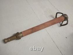 PRE OWNED ANTIQUE EUREKA FIRE HOSE CO FIREFIGHTER 30 BRASS NOZZLE WithHANDLE