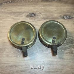 Pair Vintage Hodgman Fire Sprinkler Air Pressure Gauges Marsh 250 PSI Brass