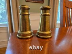 Pair of Antique/Vintage 5 Inch Tapered Solid Brass Fire Hose Nozzle