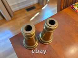 Pair of Antique/Vintage 5 Inch Tapered Solid Brass Fire Hose Nozzle