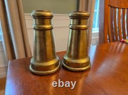 Pair of Antique/Vintage 5 Inch Tapered Solid Brass Fire Hose Nozzle